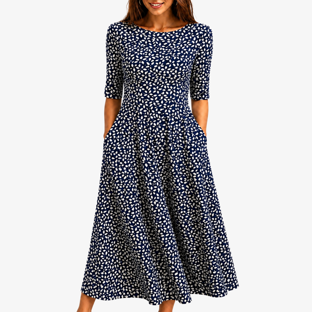 Midnight Bloom Pocket Midi Dress