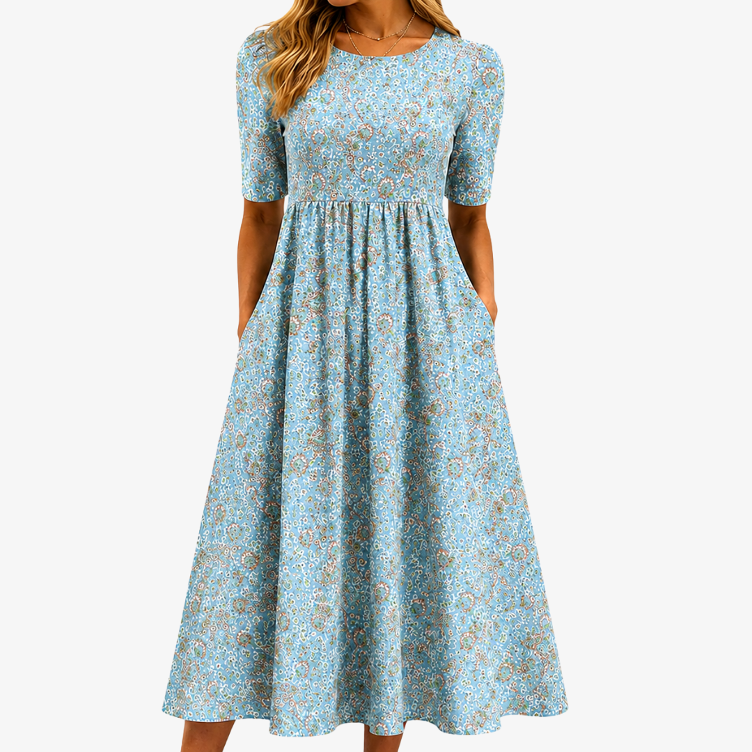 Seaside Mosaic Pocket Midi Dress
