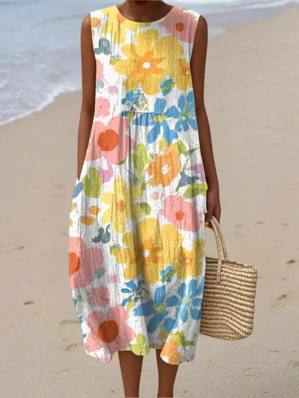 Ella™ Pastel Floral Midi Dress